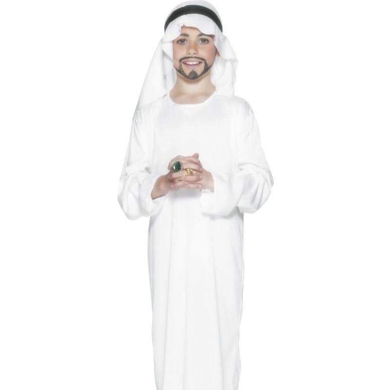Arabian Costume Kids White Robe Headpiece 1
