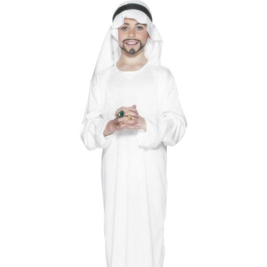 Arabian Costume Kids White Robe Headpiece 1