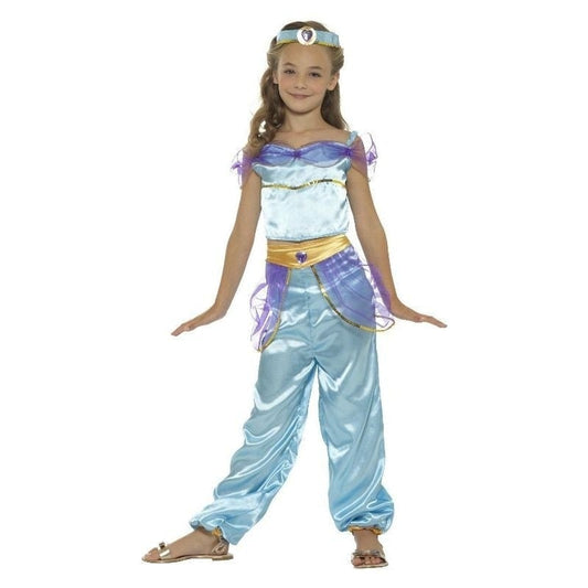 Arabian Princess Costume Kids Blue Top Trousers and Jewel Headband 1