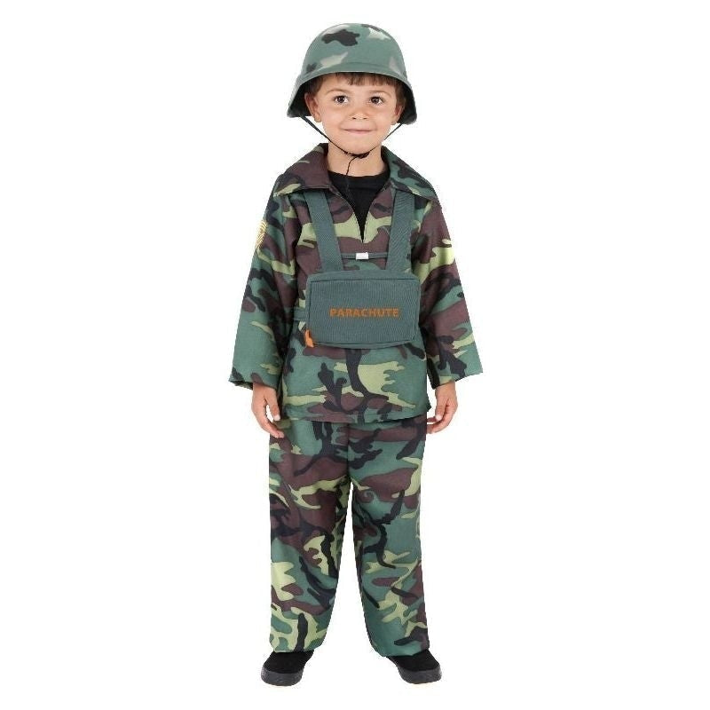 Army Boy Costume Kids Camo Soldier Top Trousers Parachute Bag 1