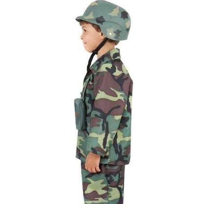Army Boy Costume Kids Camo Soldier Top Trousers Parachute Bag 2