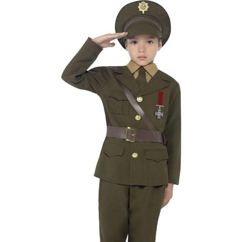 Army Officer Costume Kids Green Uniform Authentic Green Military Dress_1