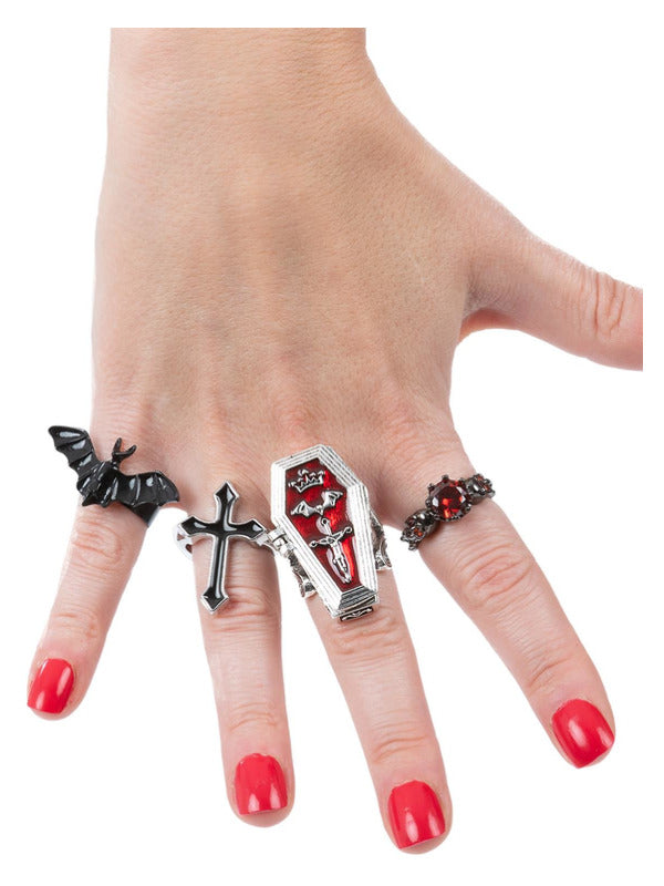 Assorted Gothic Vampire Rings 4Pk 1