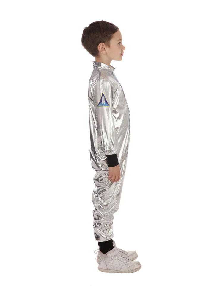 Astronaut Costume Boys Shiny Silver Space Suit
