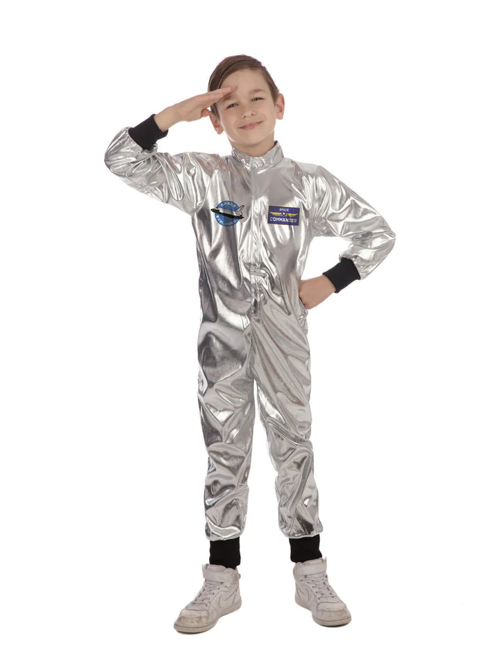 Astronaut Costume Boys Shiny Silver Space Suit_1