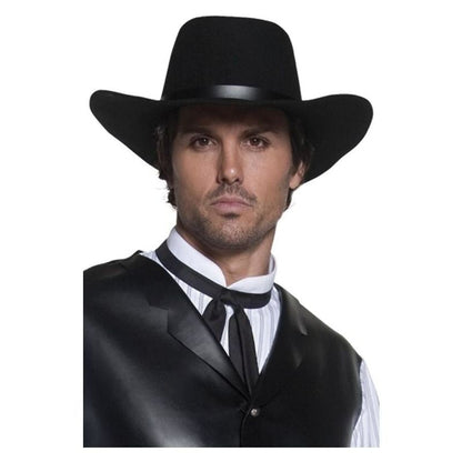 Authentic Western Gunslinger Hat Adult Black Wide Brimmed Costume Accessory 2