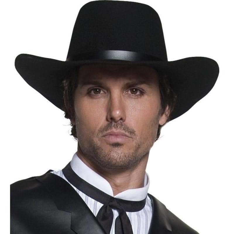 Authentic Western Gunslinger Hat Adult Black Wide Brimmed Costume Accessory 1