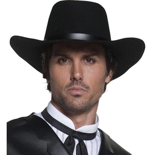 Authentic Western Gunslinger Hat Adult Black Wide Brimmed Costume Accessory 1
