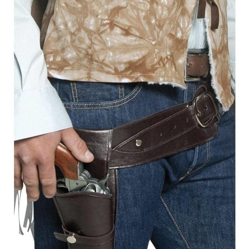 Authentic Western Wandering Gunman Belt And Holster Adult Brown_1