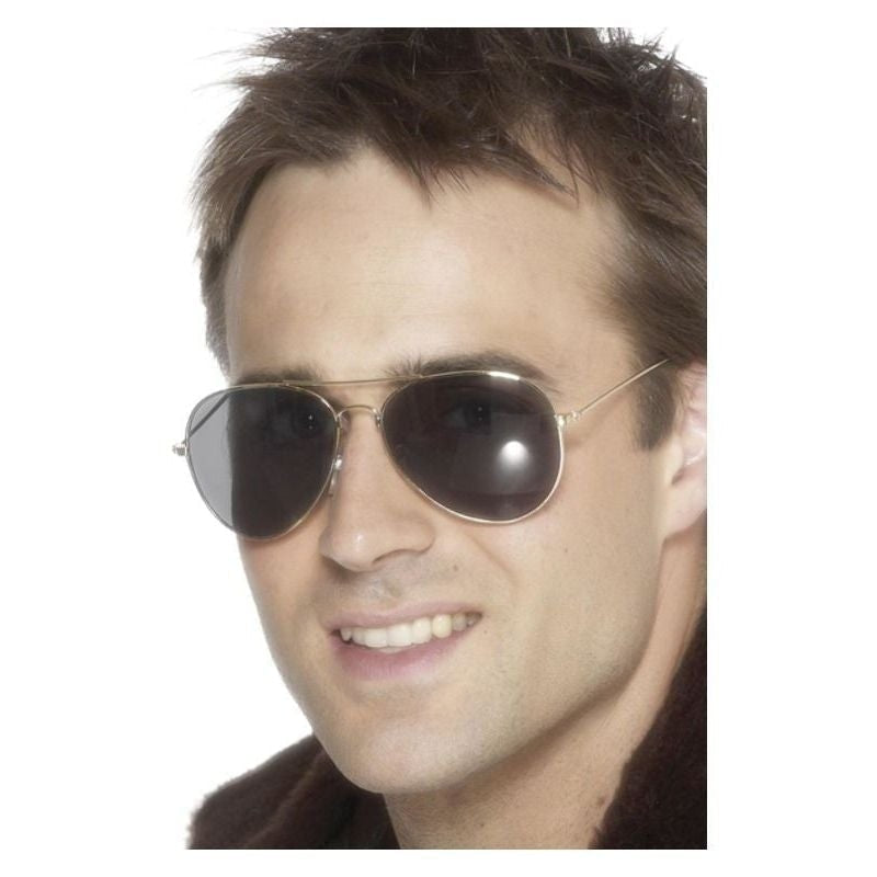 Aviator Specs Adult Silver Armed Forces Glasses Costume Accessory 1