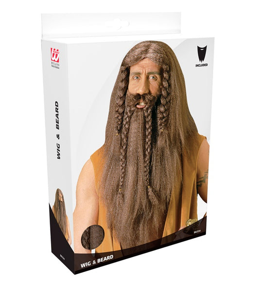 Barbarian Wig With Beard & Moustache In Box
