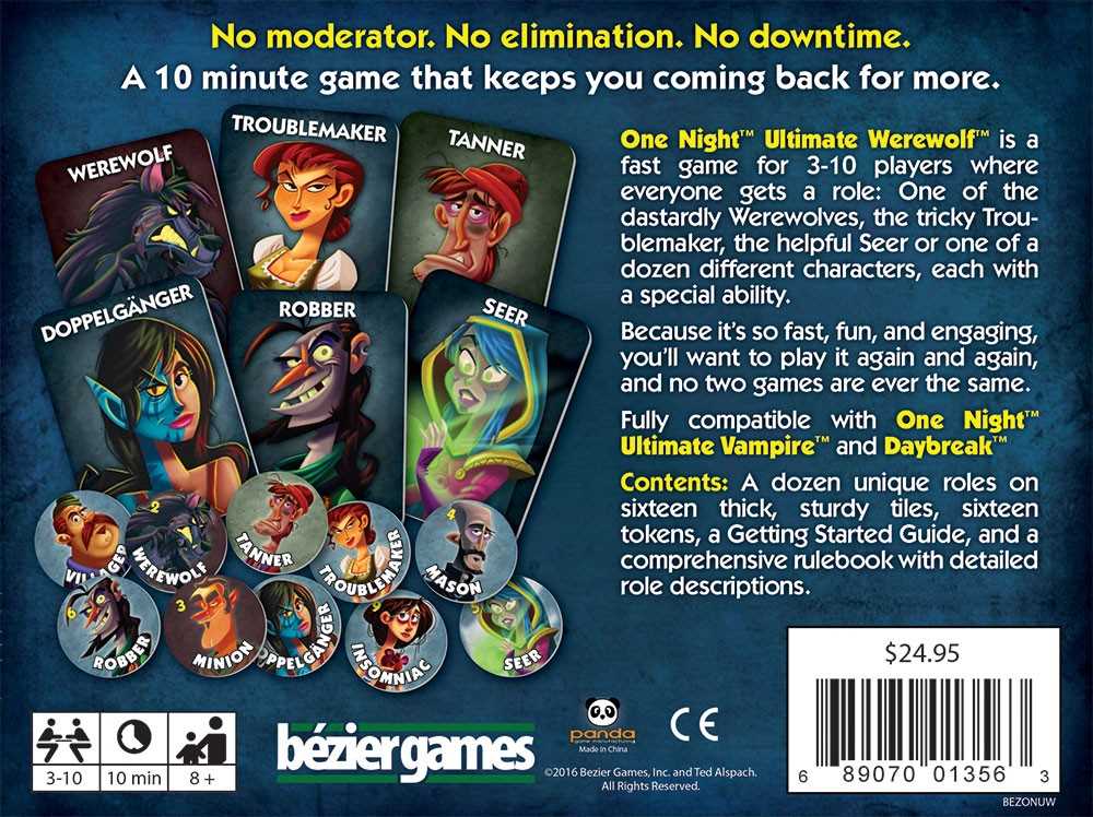 One Night Ultimate Werewolf Board Game by Bezier 3