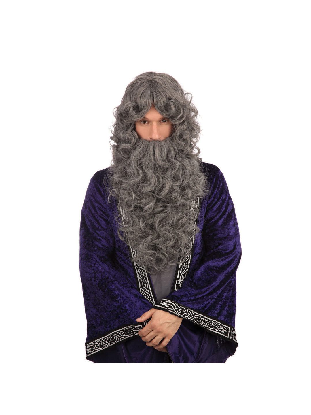 Wizard Wig and Beard Set Grey (Bagged)