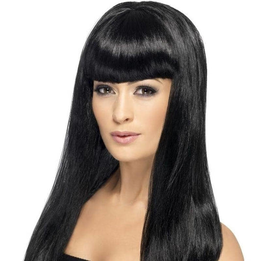 Babelicious Wig Black Long Straight with Fringe Adult Costume Hair 2
