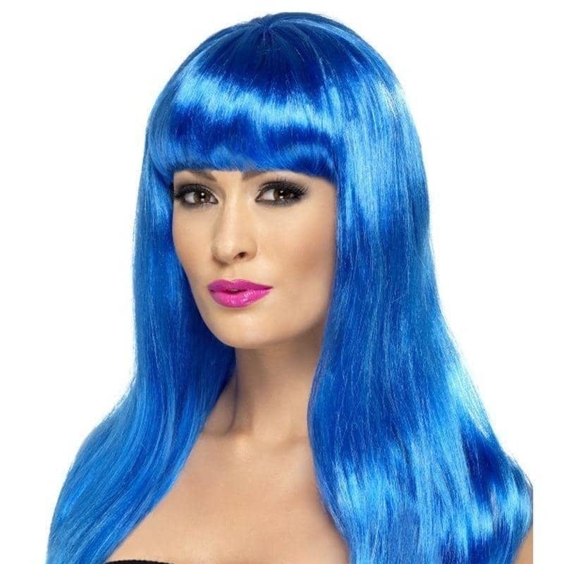 Babelicious Wig Blue Long Straight with Fringe 1
