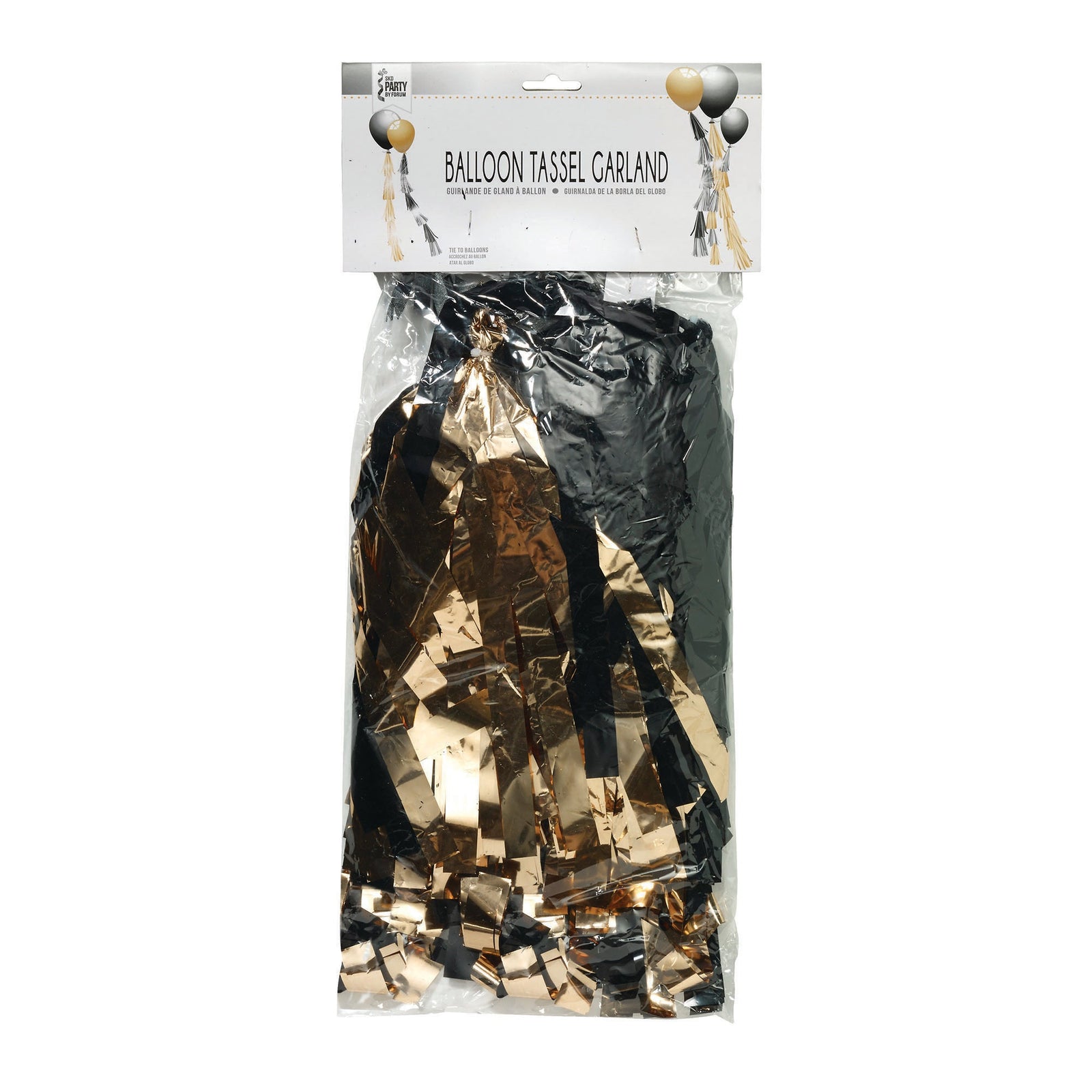 Balloon Tassels Large Gold Black Metallic Garland 1