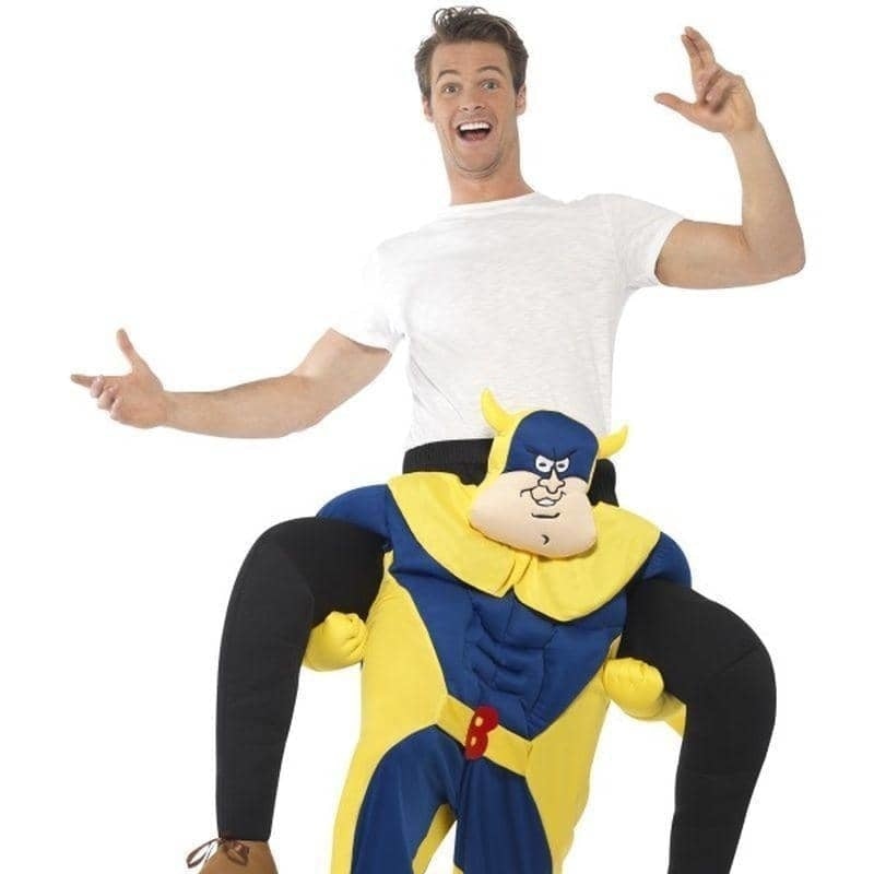 Bananaman Piggy Back Costume Adult Blue 1