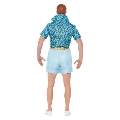 Barbie Movie Safari Ken Costume Mens Blue Shirt Shorts Tie and Wig 2