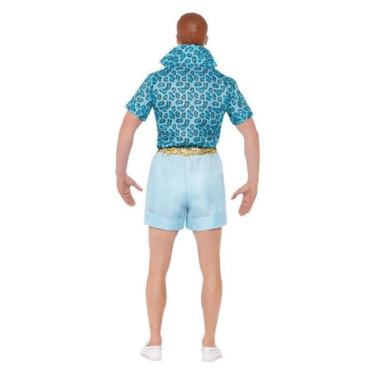 Barbie Movie Safari Ken Costume Mens Blue Shirt Shorts Tie and Wig 2