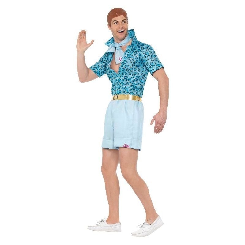 Barbie Movie Safari Ken Costume Mens Blue Shirt Shorts Tie and Wig 3