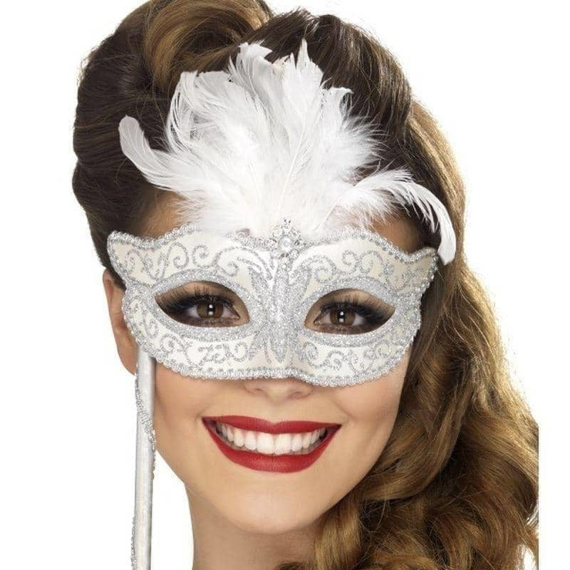 Baroque Fantasy Eyemask Adult Silver Handle 2