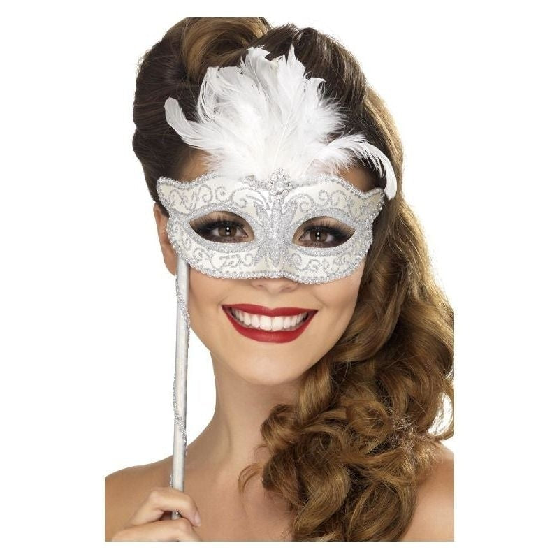 Baroque Fantasy Eyemask Adult Silver Handle 1