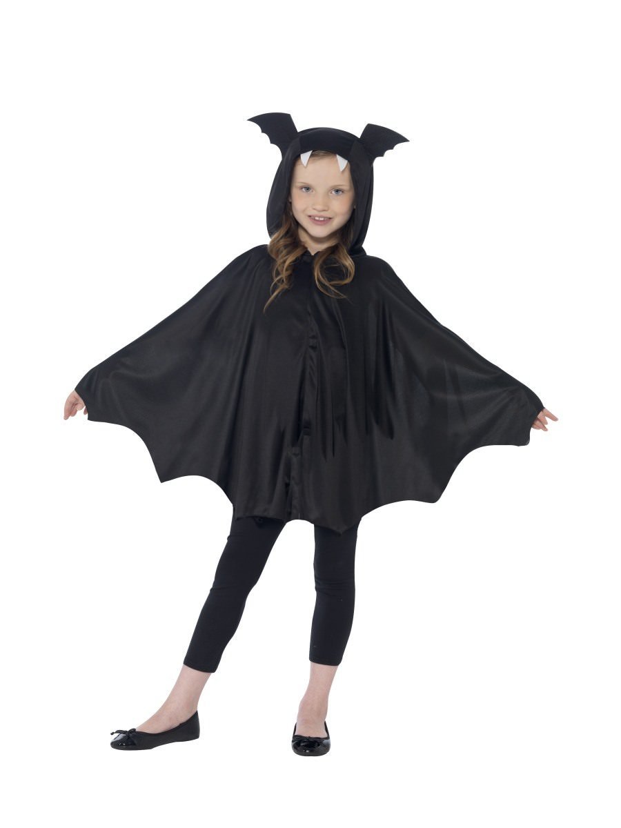 Bat Cape Kids Black Hooded with Ears Halloween Costume Accessory 1