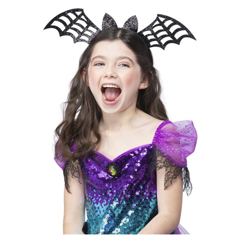 Bat Headband Black Glitter Child Purple 1