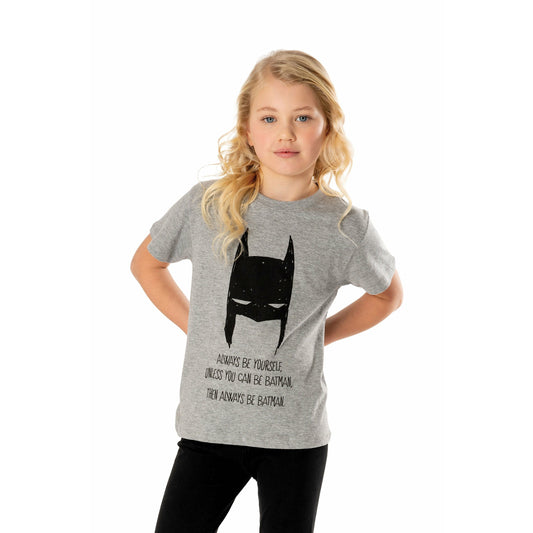 Batman Kids Grey Marl Mask T-Shirt DC 1