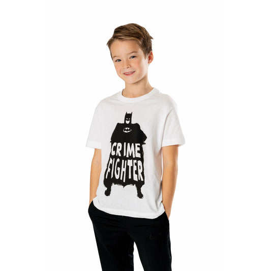 Batman Kids White Crime Fighter T-Shirt DC 1