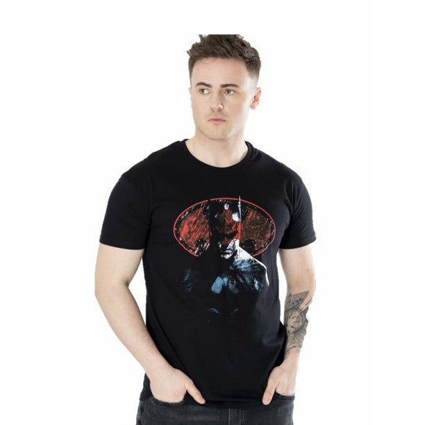 Batman Mens Black Red Symbol Unisex T-Shirt DC Adult 1