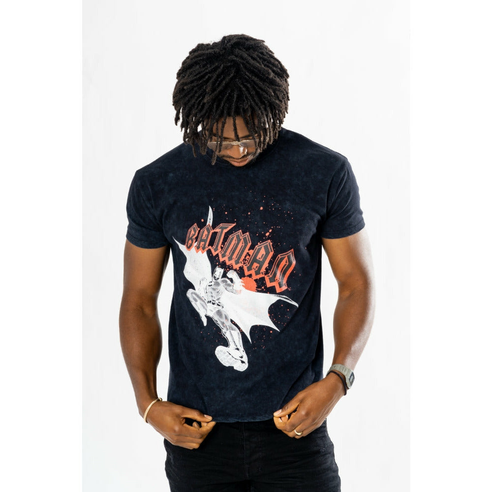 Batman Rock Acid Wash T-Shirt DC Adult 1