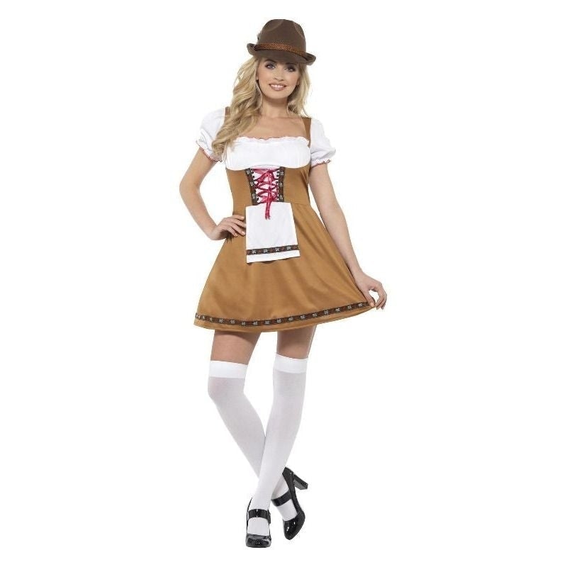 Bavarian Beer Maid Costume Brown Short Dress and Apron 1