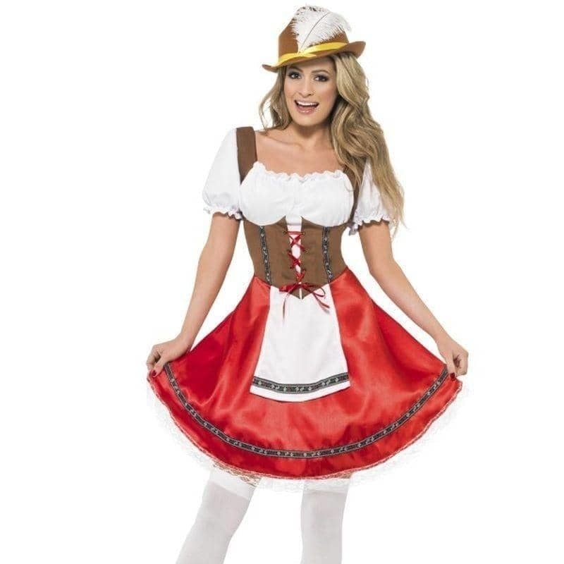 Bavarian Wench Costume Adult Red White_1