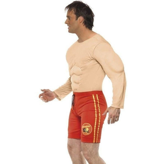 Baywatch Lifeguard Costume Muscle Suit Adult Red Shorts 2