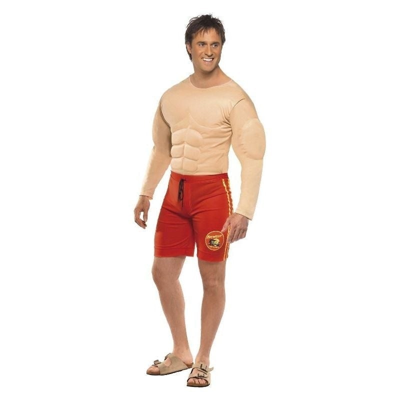 Baywatch Lifeguard Costume Muscle Suit Adult Red Shorts 3