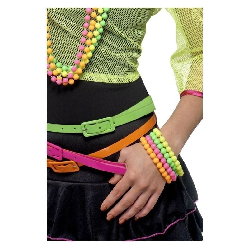 Beaded Bracelets Four Assorted Neon Colours Adult Costume Accessory 2