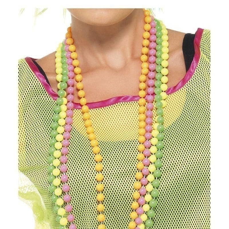Beads Fluorescent 4 Assorted Colours Adult 80s Plastic 2