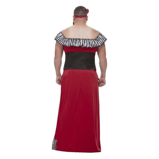 Bearded Lady Costume Adult Red Corset Dress Headband and Beard 2