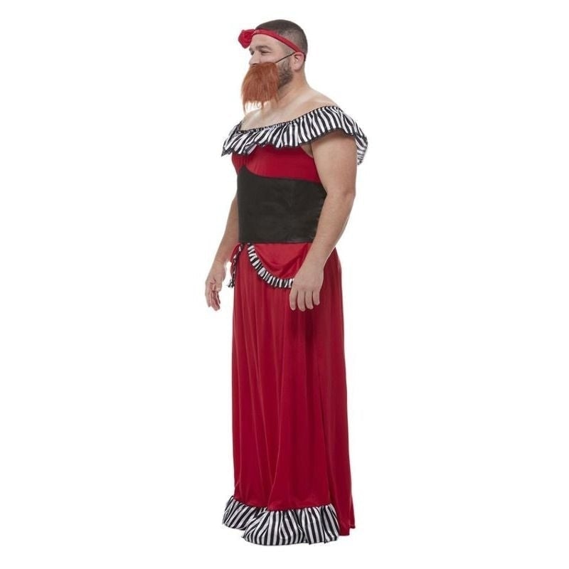 Bearded Lady Costume Adult Red Corset Dress Headband and Beard 3