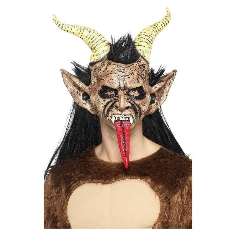 Size Chart Beast Krampus Demon Mask Adult Brown Latex Horns Overhead