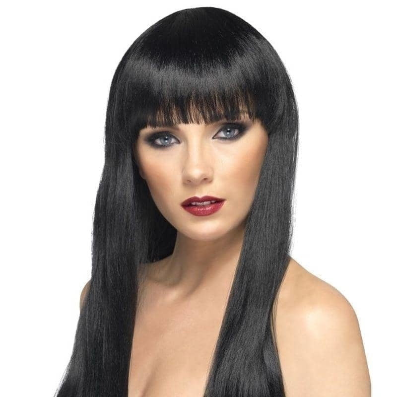 Beauty Wig Adult Black Long Straight with Fringe Fantasy Costume Accessory 2