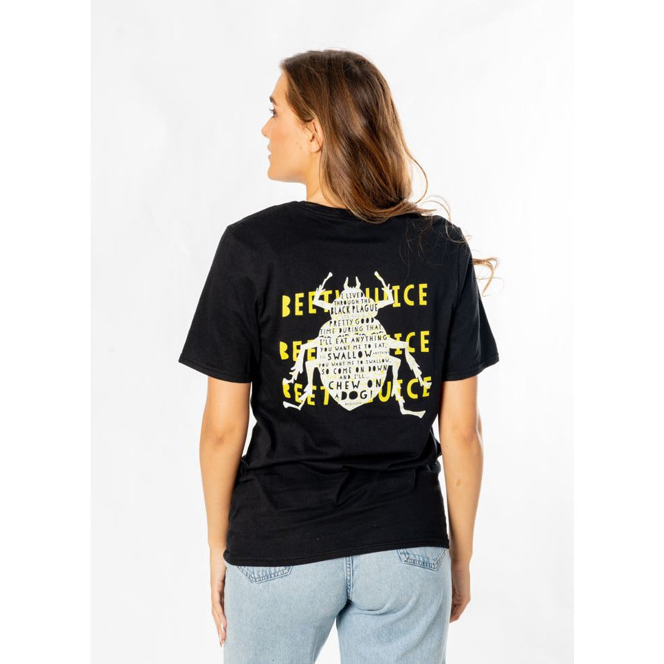 Beetlejuice Adult Unisex Black Front Back Strange T-shirt_3