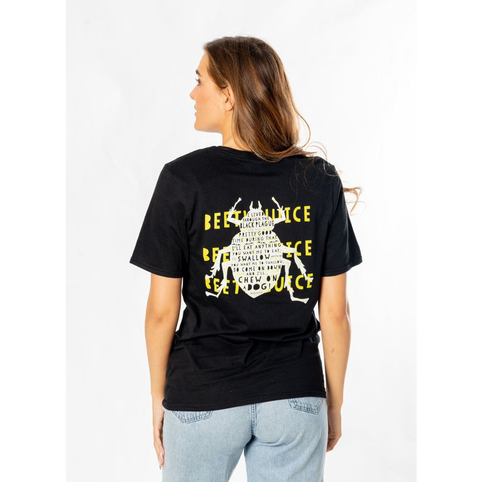 Beetlejuice Adult Unisex Black Front Back Strange T-shirt 3