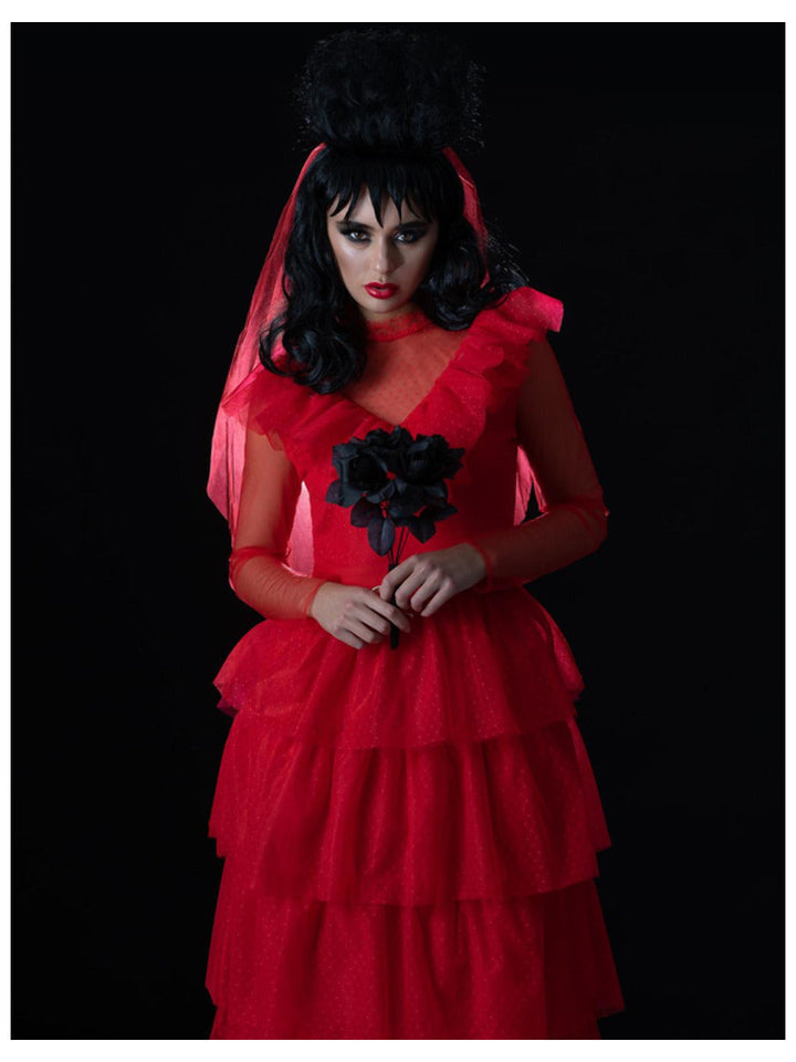 Beetlejuice Lydia Bride Costume Red Wedding Dress