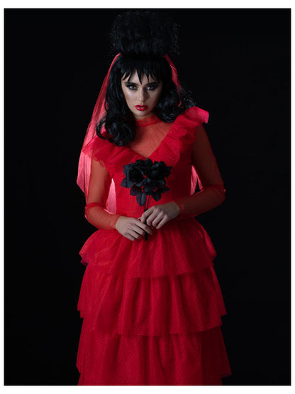 Beetlejuice Lydia Bride Costume Red Wedding Dress 2