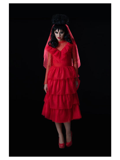 Beetlejuice Lydia Bride Costume Red Wedding Dress 3