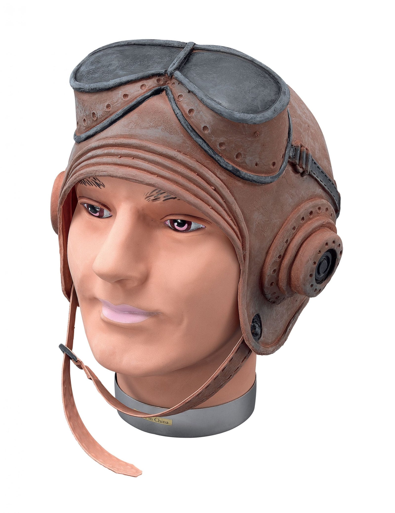 Biggles Helmet Rubber Aviator Flying Hat and Googles 1