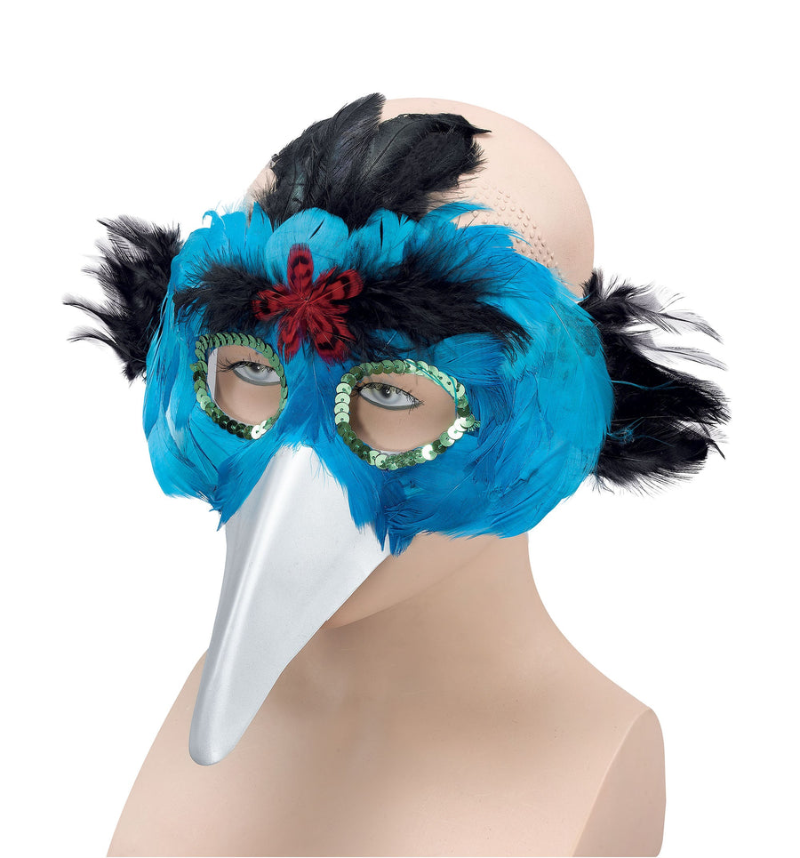 Bird Feather Mask & Beak Turquoise Eye Masks Unisex_1