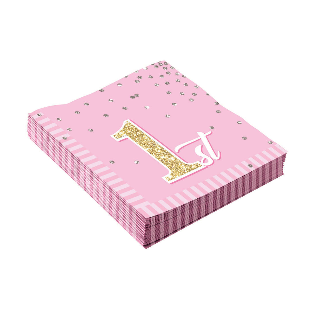 Birthday 1st Girl Pink Napkin 33cm X 33cm_1